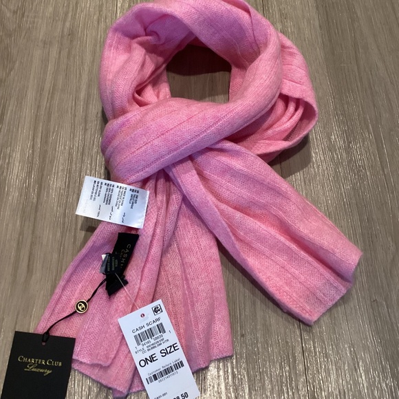 Charter Club Ribbed 100% Cashmere Scarf - Picture 1 of 7